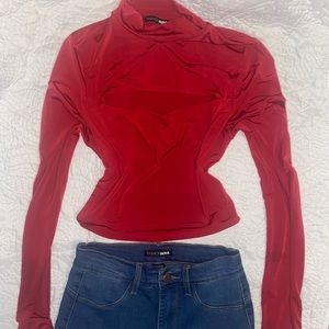Red Satin crop top